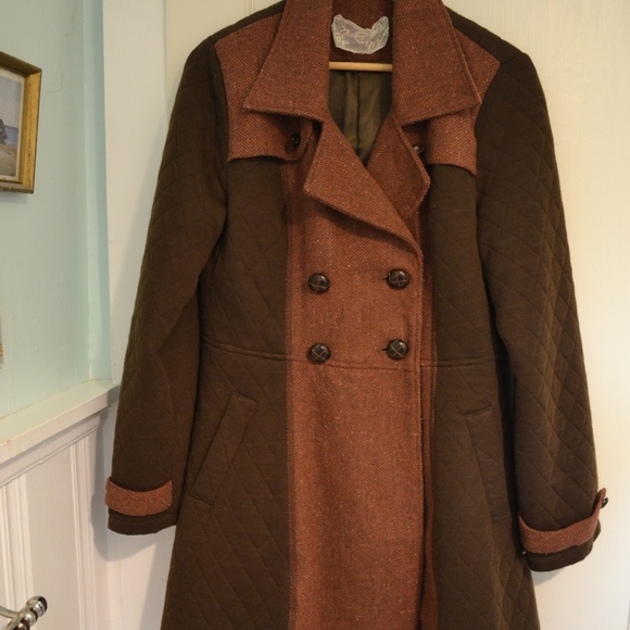Women's Brown Wool Coat - Picture 1 of 6